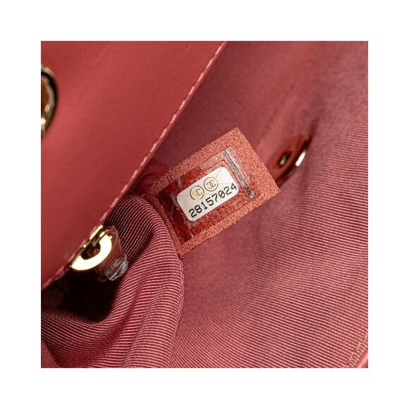 Pre Loved Chanel Mini Chevron Calfskin Statement Flap Women Pink Crossbody Bags - Picture 5 of 6